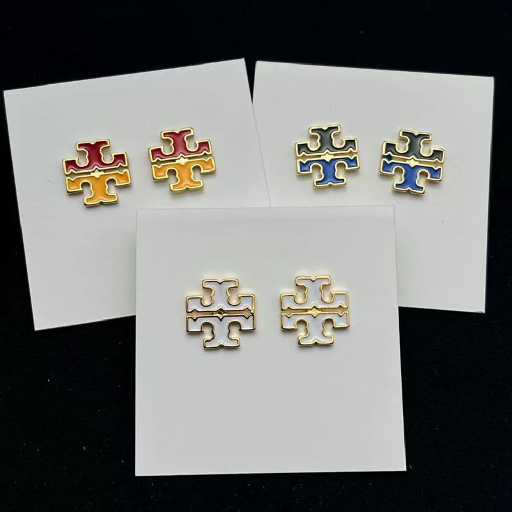 Tory Burch Enamel Painted Stud Earrings for